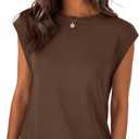 ANRABESS Women's Sweater Vest 2026 Summer Crew Neck Cap Sleeve Tank Tops Business Casual Lightweight Pullover Sweaters Shirts Coffee-L
