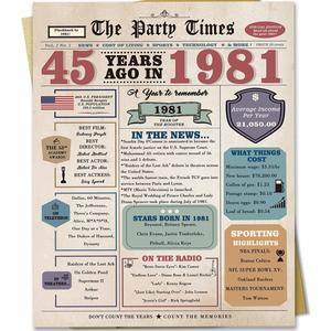 5 x 45th Birthday Card Gifts for Men Women Him Her, 45 Year Old Birthday Decorations for Husband Wife