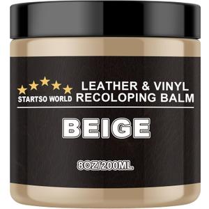 STARTSO WORLD Leather Recoloring Balm,Beige Leather Repair Kit for Furniture,Couches & Car Seats, Leather Paint, Leather Color Restorer, Leather Scratch Remover