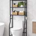 MilleLoom 3-Tier Over the Toilet Storage, Metal Bathroom Shelve, Over Toilet Bathroom Organizer, Space Saver Bathrooms Shelve for Restroom Laundry Balcony, Black