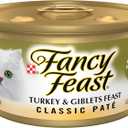 Purina Fancy Feast Pate Turkey and Giblets Feast Classic Grain Free Wet Cat Food Pate - (Pack of 24) 3 oz. Cans (BB: July 2027)