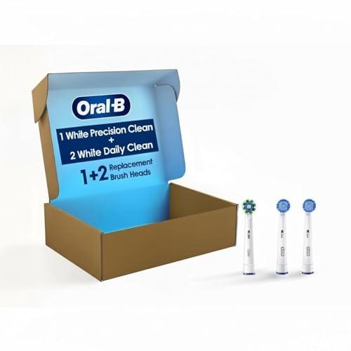 Oral-B Electric Toothbrush Replacement Brush Heads, Precision Clean, White, 1 Count + 1 Daily Clean White