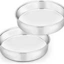 TeamFar Cake Pan Set of 2, 8 Inch Cake Pan Round Tier Tins Set Stainless Steel, Healthy & Heavy Duty, Mirror Finish & Easy Clean, Dishwasher Safe