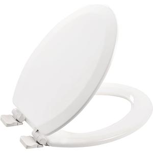 Wood Toilet Seat, Slow Close, High Gloss Finish, Premium Moulded Wood, White, Quick Release, PIKLiDS (Elongated)