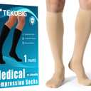 Medical Women Men Compression Socks Knee High 20-30 mmhg Graduated Stocking Support Hose Cute for Running Travel X-XL