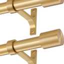 Warm Gold Curtain Rods 2 Pack, Adjustable Window Treatment Rods 36 to 72 Inch, Heavy Duty 1-Inch Telescoping Drapery Rods with Cap Finials