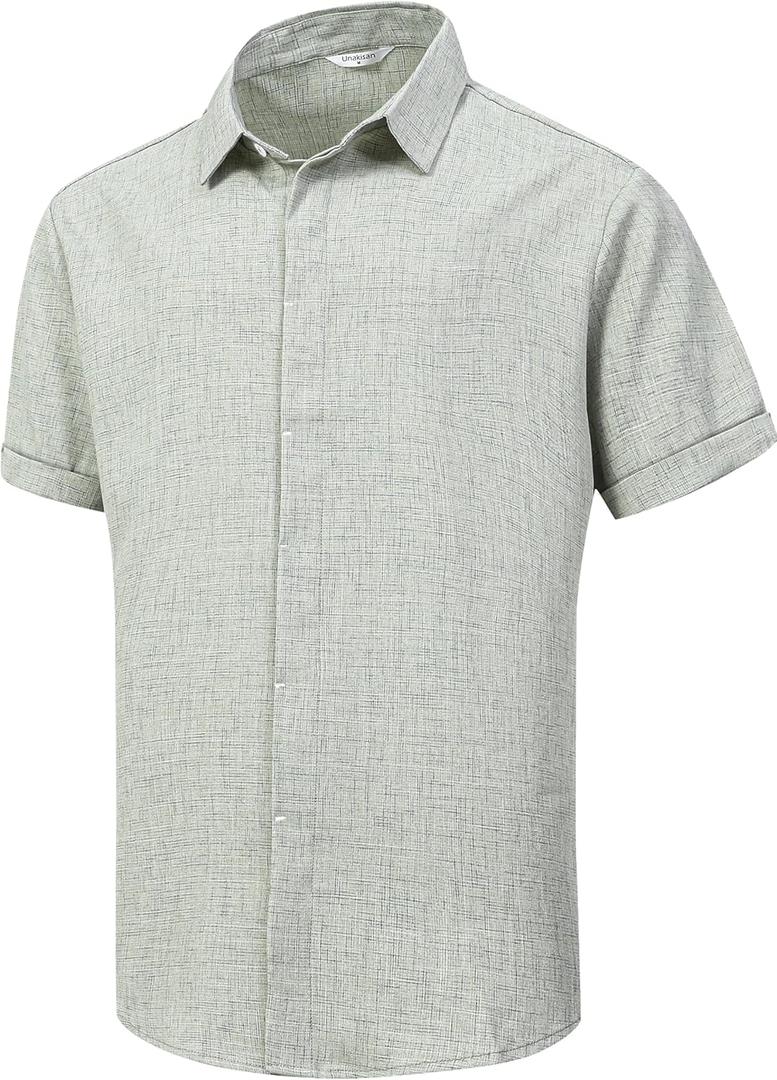 Men's Linen Shirts Short Sleeve Casual Shirts Button Down Shirt for Men Beach Summer Wedding Shirt (Medium, Green) Men's Linen Shirts Short Sleeve Casual Shirts Button Down Shirt for Men Beach Summer Wedding Shirt (Medium, Green)