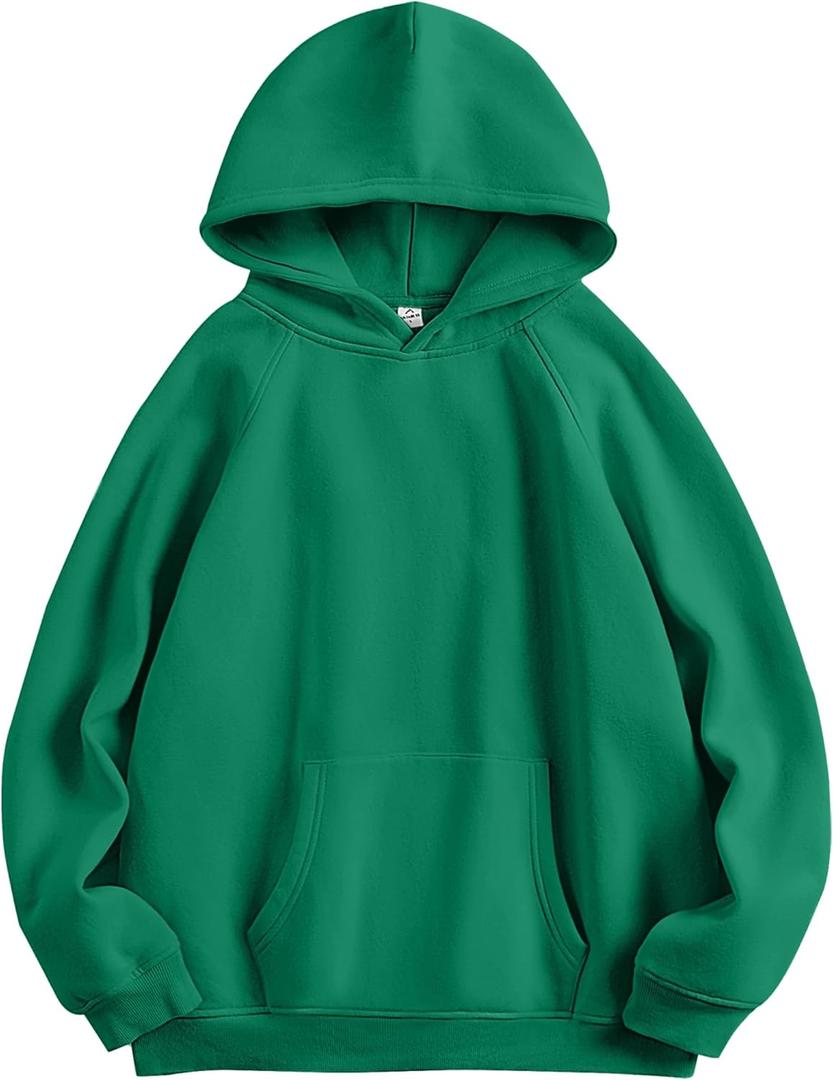 ANRABESS Women Hoodies Oversized Fleece Long Sleeve Comfy Casual Basic Pullover Sweatshirts 2025 Fall Outfits Y2K Clothes (X-Large, Medium Green)