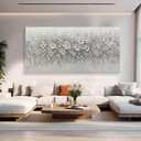 Large Canvas Wall Art for Living Room White Flowers Picture Hand-Painted Oil Painting Framed Artwork Modern Gallery Plant Decor Wall Decorations for Bedroom Bathroom Size 60x30 inch Ready to Hang, 30"x60"