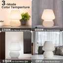 ULAROOM USB Plug-in Mushroom Lamp Small Bedside Table Lamp with 3 Temperature LED Bulb,Free Dimming Nights Light for Bedroom/Living Room/Entryway/Corner Decor (Stripe White)