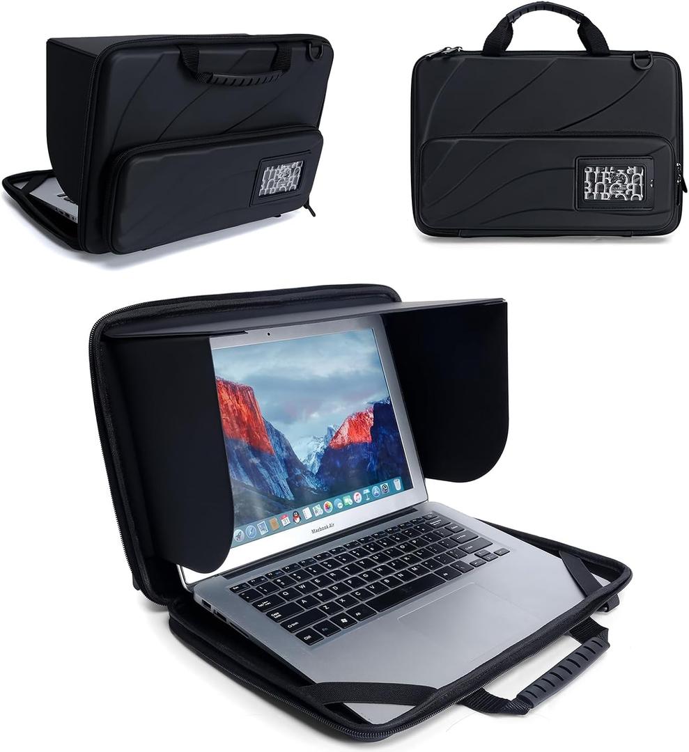 Laptop Sun Shade Bag for 13-14 Inch,Chromebook Protective Sleeve Case Blocks Sunlight with Portable Shield Cover for Working Outside,Protects Privacy, Anti-Glare, Computer Hard Shell (Patent Pending)