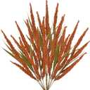 Briful 3 Pack Artificial Grain Ear Stems 16.1in Faux Orange Wheat Foliage Spray Fall Floral Stems Autumn Harvest Branches for Vase Rustic Farmhouse Home Wedding Bouquet Party Decor