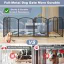 Full Metal Free Standing Dog Gate with Door for Indoor Outdoor,192'' Extra Wide 32'' Tall Dog Gates for Doorways, Large Openings, Decks, Freestanding Portable Pet Fence (8 Panels, Black)