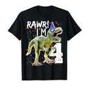 Rawr I'm 4 4th Birthday T Rex Dinosaur Party Gift for Boys T-Shirt 4T