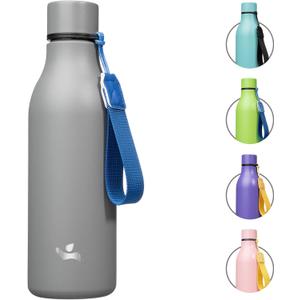 Insulated Water Bottle with Strap,18 oz Double Wall Stainless Steel Vacuum Bottles Metal Water Flask,Gray