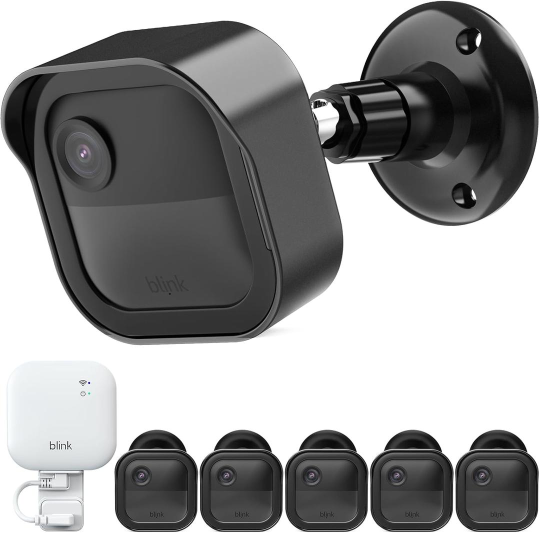 Camera Mount for Blink Outdoor 4 (4th Gen) and Blink Outdoor (3rd Gen), 5 Pack Weatherproof Protective Housing and 360 Degree Adjustable Mount with Sync Module Mount (Black)