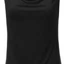 Women's Cowl Neck Ruched Draped Sleeveless Stretchy Blouse Casual Tank Top (Made in USA) (1X, Phi419-black)