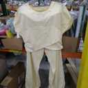 SUUKSESS Women 2 Piece Matching Lounge Workout Sets Outfits Sleeveless Cropped Tops Summer High Waisted Wide Leg Pants, Size XL