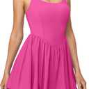 IUGA Tennis Dress with Built in Shorts and Bra Adjustable Straps Athletic Dress for Women Summer Golf Active Workout Dress (Small, Hot Pink)