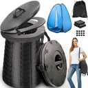 ALEVMOOM XXL Portable Toilet for Camping,880lbs Capacity,19.7" H Adjustable Outdoor Toilet with 7 Garbage Bags,Porta Potty for Adults,Collapsible Luggable Loo for Camping-BK-2
