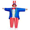 Arokibui Inflatable Independence Day Costume Blow up American Flag Costumes Uncle Sam Patriotic Parade Suit Celebration Festival Halloween Suit