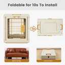 Collapsible Dog Crate for Small/Medium Dogs - 28" L Foldable Dog Cage No-Tool Assembly, Travel Dog Crate with 2 Wheels - Easy to Carry, Space-Saving, Indoor Outdoor Use, Cream, 28L*18.3W*20.9H