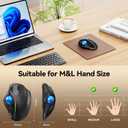 TECKNET Pro Wireless Trackball Mouse, Bluetooth Mouse with Ergonomic Thumb Control, USB-C Rechargeable, RGB Light Mice with Adjustable DPI, 3-Device Connectivity (BT or 2.4G),for PC/Mac/Laptop - Black