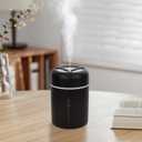 Portable Mini Humidifier, 300ml USB Cool Mist Small Humidifier with Colorful Lights. Perfect for Bedroom, Office, Plants, Travel & Car (Black)
