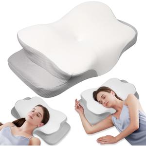 MULISOFT Memory Foam Pillow, Comfortable Pillow, Supportive Neck Pillow, Ergonomic Side Sleeper pillow (White)