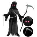 Spooktacular Creations Glowing Eyes Grim Reaper Costume for Kids, Halloween Costume for Boys, Halloween, Dress-up Party. Size XL