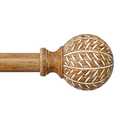 QDWIS Wood Curtain Rods for Windows 28 to 48 Inch,1'' Diameter Drapery Rods with Imitation Wood Grain Leaf Pattern Finials,Boho Adjustable Heavy Duty Curtain Rods Set,18-60'',Color:Natural Wood