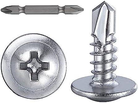 Wensilon（300pcs）#8×1/2”for Sheet Metal Self-Tapping Screws 410 Stainless Steel Truss Head High-Strength Quick Tapping Screws