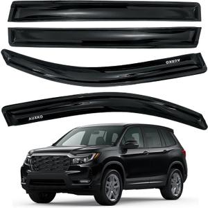 AUXKO Rain Guards for Honda Passport 2019-2025, Window Vent Visors Accessory - Tape-On Rain Guard Window Visor for Honda Passport, Easy Install Car Side Window Wind Deflectors & Visors Smoke Black