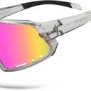 Cycling Glasses Baseball Sunglasses for Men Women UV400 Protection for Running Softball Volleyball Sports Sunglasses (Transparent&pink)