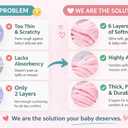 2 x Kestel Baby Washcloths, 7-Pack 100% Muslin Cotton Soft & Absorbent, 12"x12" (Pink)