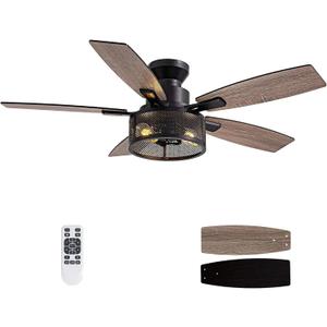 Ceiling Fans with Lights and Remote Control, Ceiling Fan for Bedroom Living Room (Flush Mount 46 in)