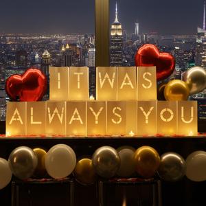 It was Always You Light Up Letters Signs, Romantic Proposal Anniversary Valentines' Day Decorations with Luminary Paper Bags, LED Tea Light Candles, Red Heart Balloons, Artificial Rose Petals
