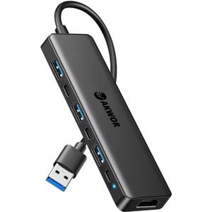 USB 3.0 to HDMI Adapter, USB 3.0 Hub with HDMI 1080P, USB-A&C Data & Power Ports, Docking Station Extender for Monitor, PC, Laptop, Desktop Support Windows 7/8/10 & Mac OS