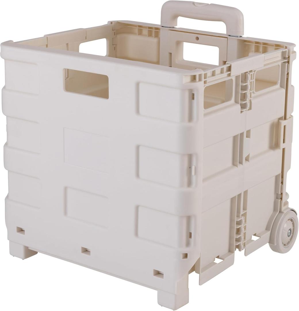 Simplify Large Tote & Go Collapsible Utility Cart | Dimensions: 16.5"x 14.6"x 15.8" | Portable | Collapses |77 Pound Capacity | Durable | White