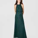 Adrianna Papell Womens Halter Blouson Beaded Gown (Green, US 8)