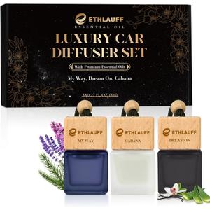 Car Air Freshener Hanging 3 Pack - My Way, Dream On, Cabana Hotel Collection Diffuser Oil Inspired The One Hotel, Car Fresheners for Women & Men, 45+ days Long Lasting Fragrance, 0.27 FL OZ/8ML