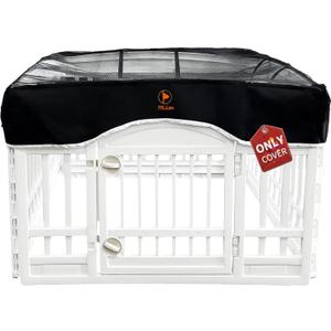 PJYuCien Dog Playpen Mesh Top Cover, Fits 36 Inch 4 Panels Regular Square Plastic Exercise Pet Pen, Adhesive Tape Connections, Black (Note: Cover Only, Fence Not Included)