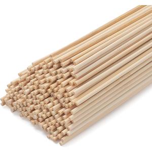 Wooden Dowels Wooden Sticks for Crafts 1/8" x 12", 200 PCS Wood Dowel Rods, Small Bamboo Sticks for Crafting, Round Macrame Dowels, Wood Dowels for Tiered Cake Support, Wedding Ribbon Wands