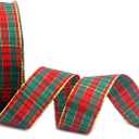 Christmas Checkered Plaid Ribbon 25 Yard Each Roll 100% Polyester Woven Edge Gingham Ribbon for Christmas Crafts, Gift Wrapping (Special Design 1 Inch(25mm))