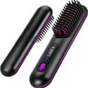 Numoya Go Brush Pro - Cordless Hair Straightener Brush Portable Comb for Travel, USB Charging, Fast Heating, with LCD Display (Black)