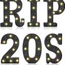 6Pcs 30th Birthday Decorations for Women, RIP 20S Led Light Up Sign Death to My 20s Party Supplies Gifts Favor for Table Wall Decor(Shining Black)