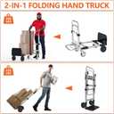3 in 1 Heavy Duty Folding Hand Truck, Convertible Portable Steel Dolly with Telescopic Handle, Foldable Utility Cart with Rubber Wheels, 500 LBS