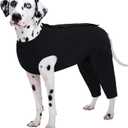 Kuoser Dog Surgery Suit Female Spay Male Neuter, Dog Leg Sleeve to Stop Licking Soft Dog Onesie for Abdominal Wound, Dog Recovery Suit Rear Leg Sleeves Pet Elbow Brace Protector, Black 4XL (4X-Large (Back Length: 68CM / 26.77"))