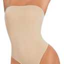 Strapless Shapewear Bodysuit Tummy Control Body Suits for women Seamless Thong Shapewear Tummy Control Beige L