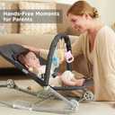 HKAI Rocking Baby Bouncer with Canopy, 2-Mode Rocking & Rolling Infant Seat, Portable Baby Chair for 0-18 Months, Grey